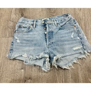 Agolde Parker Angled Hem Low Rise Mini Short Women’s Size 25 Blue